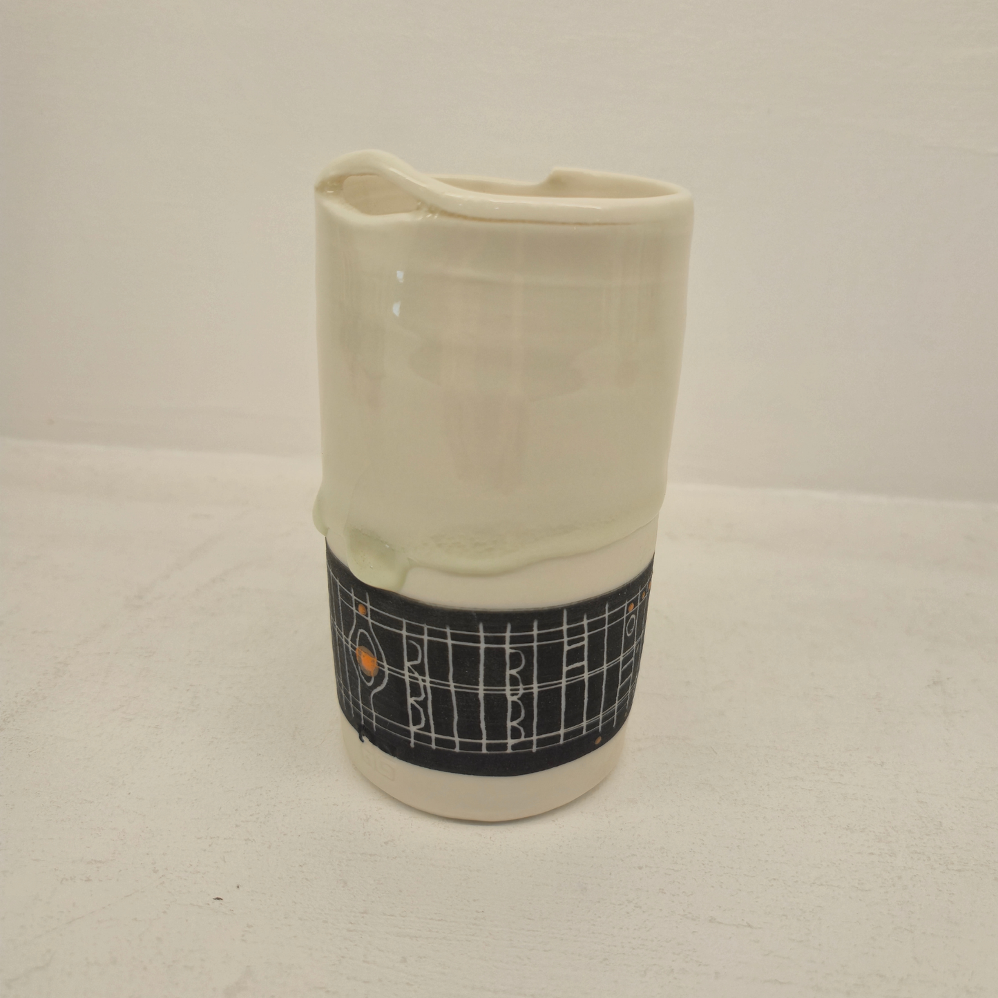 Sarah Cooling Sgraffito Vessel With Lug - Orange Pop