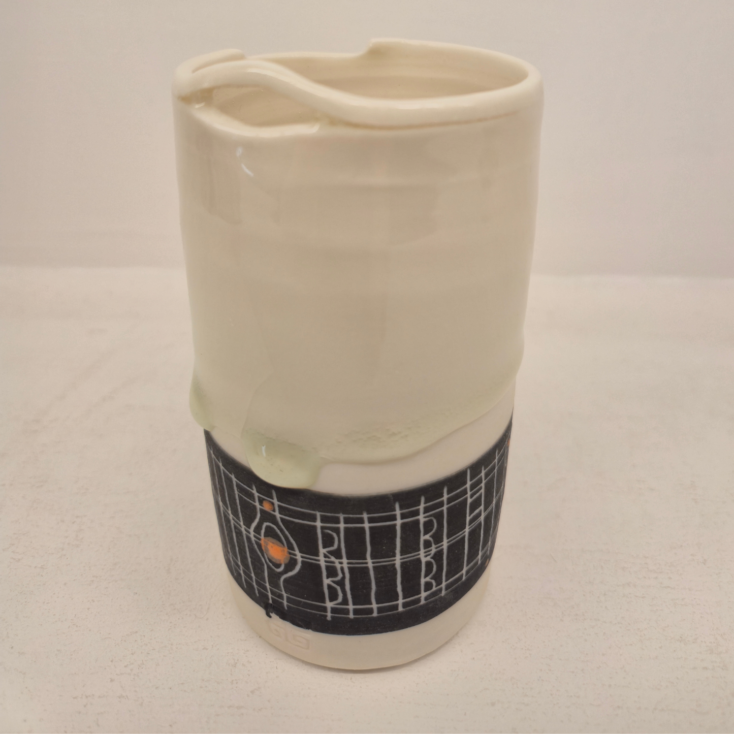 Sarah Cooling Sgraffito Vessel With Lug - Orange Pop