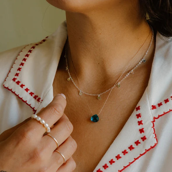 Wanderlust Life Fine Cord Necklace - Portofino Blue Quartz