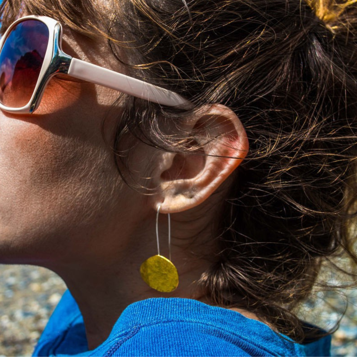 Brass Pebble Earrings