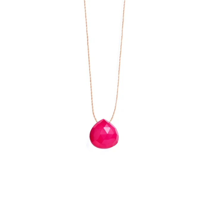 Wanderlust Life Fine Cord Necklace - Hot Pink Chalcedony