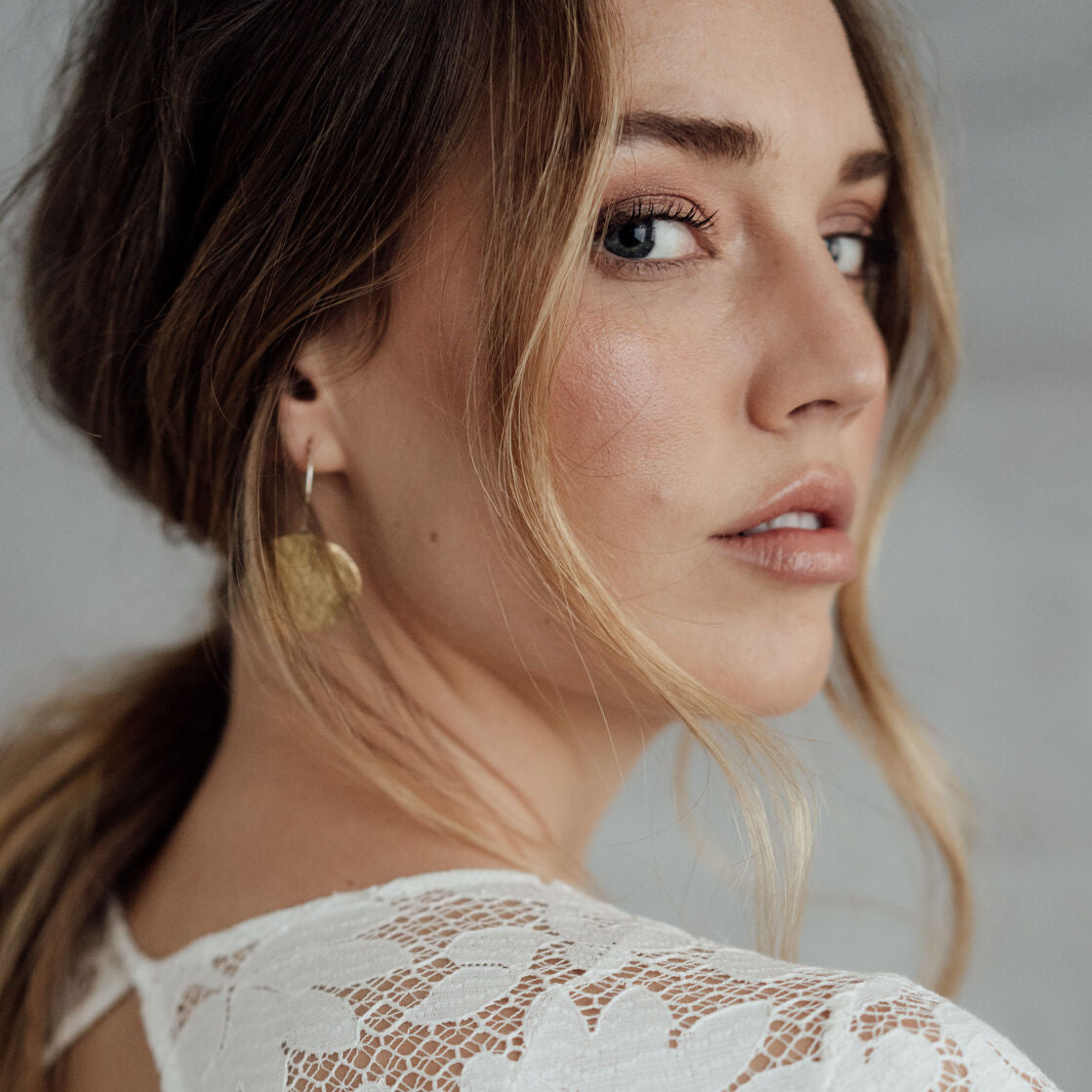 Brass Pebble Earrings