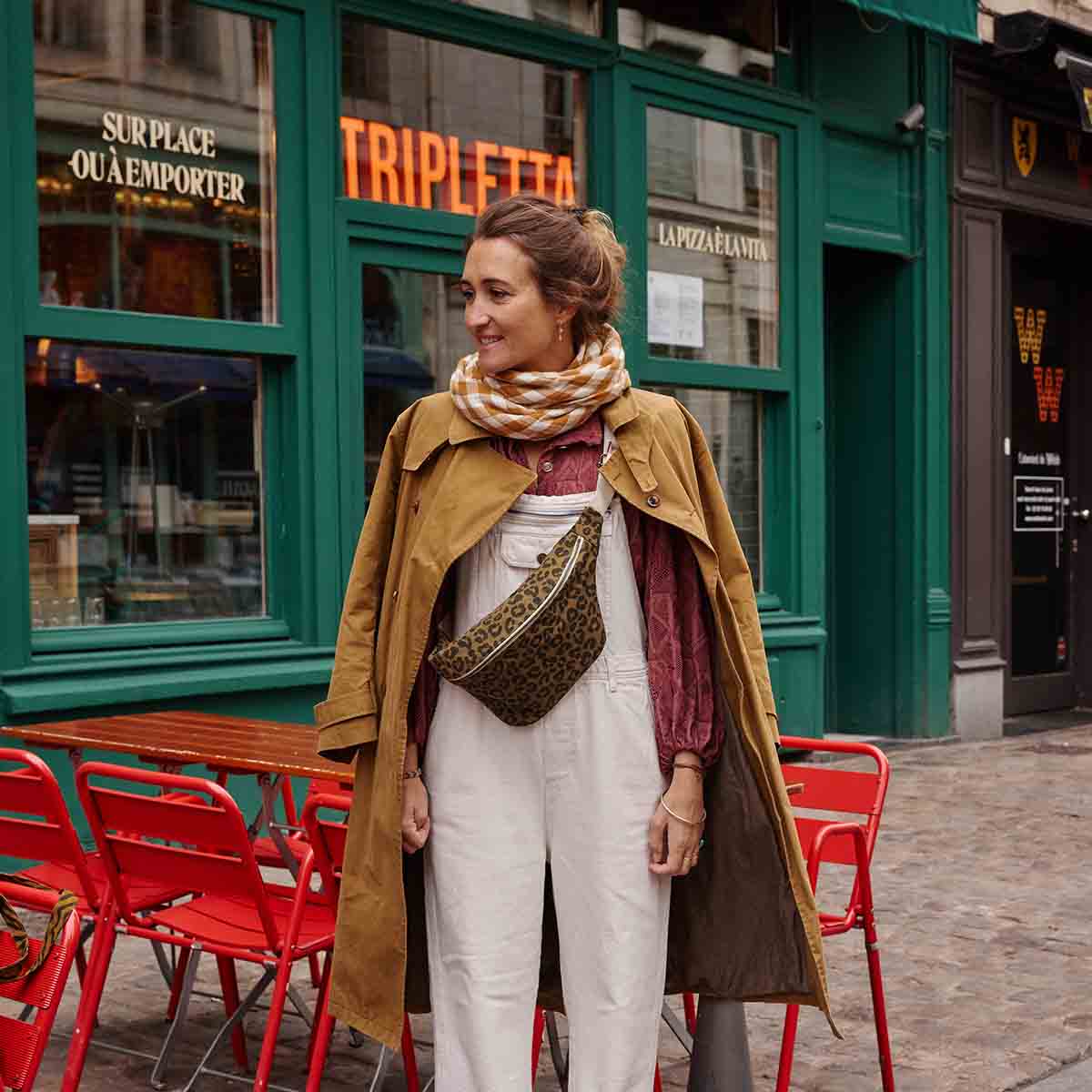 Square Scarf - Caramel Gingham Check