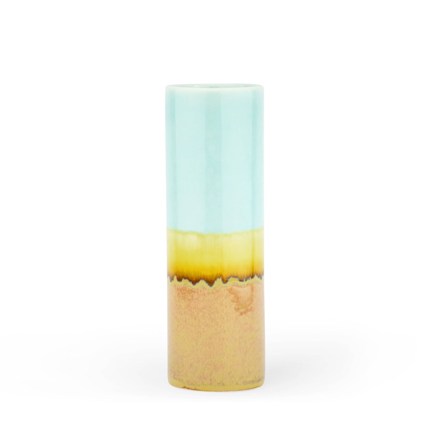 SGW Lab Medium Cylinder Vase - Turquoise & Ochre