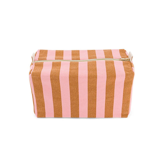 Vic Wash Bag - Strawberry & Caramel Stripes