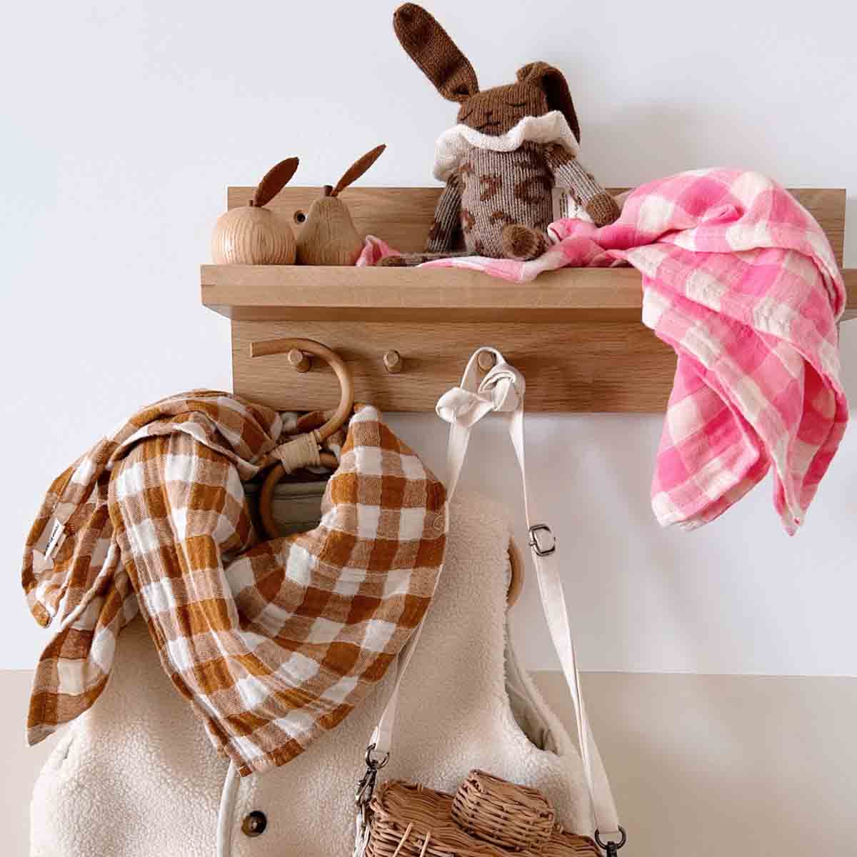 Square Scarf - Caramel Gingham Check