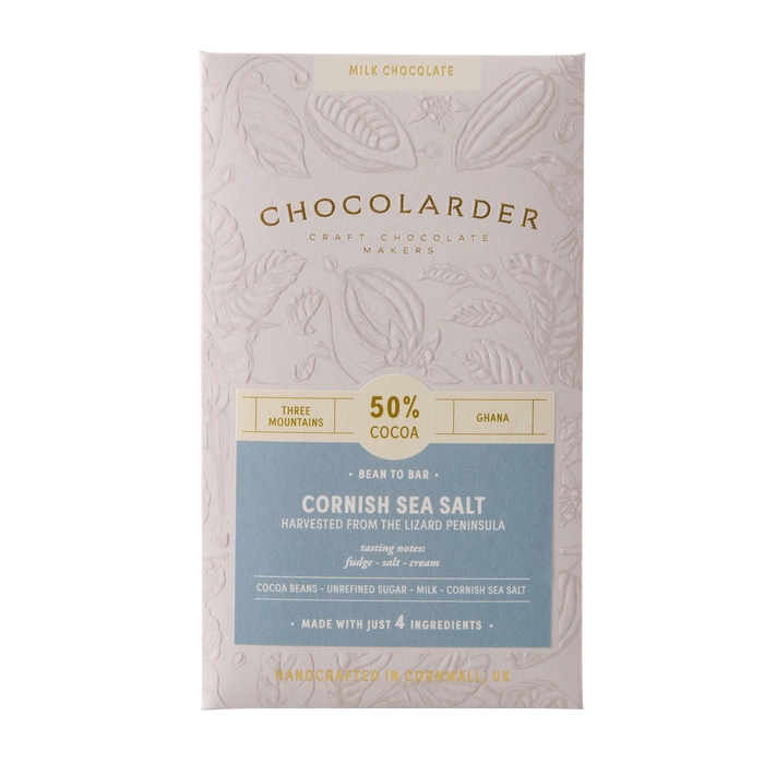 Chocolarder Cornish Sea Salt 50% Milk Chocolate Bar