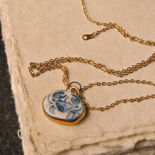 Eloise Rose Porcelain Pendant with Gold Lustre - Crab