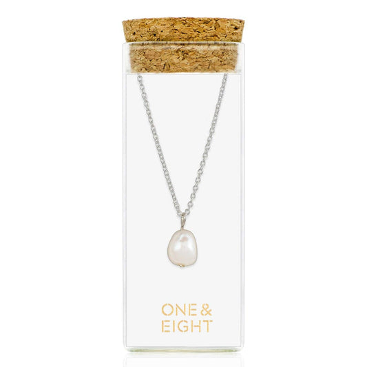 One & Eight Pearl Necklace - Silver