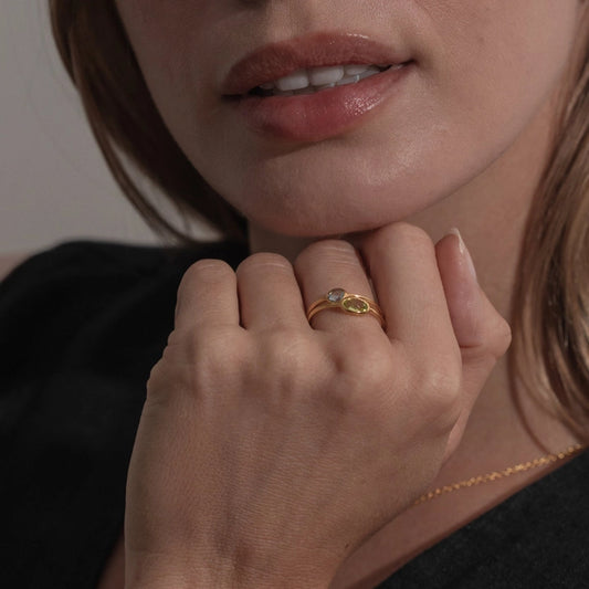 Gold Crystal Ring - Topaz