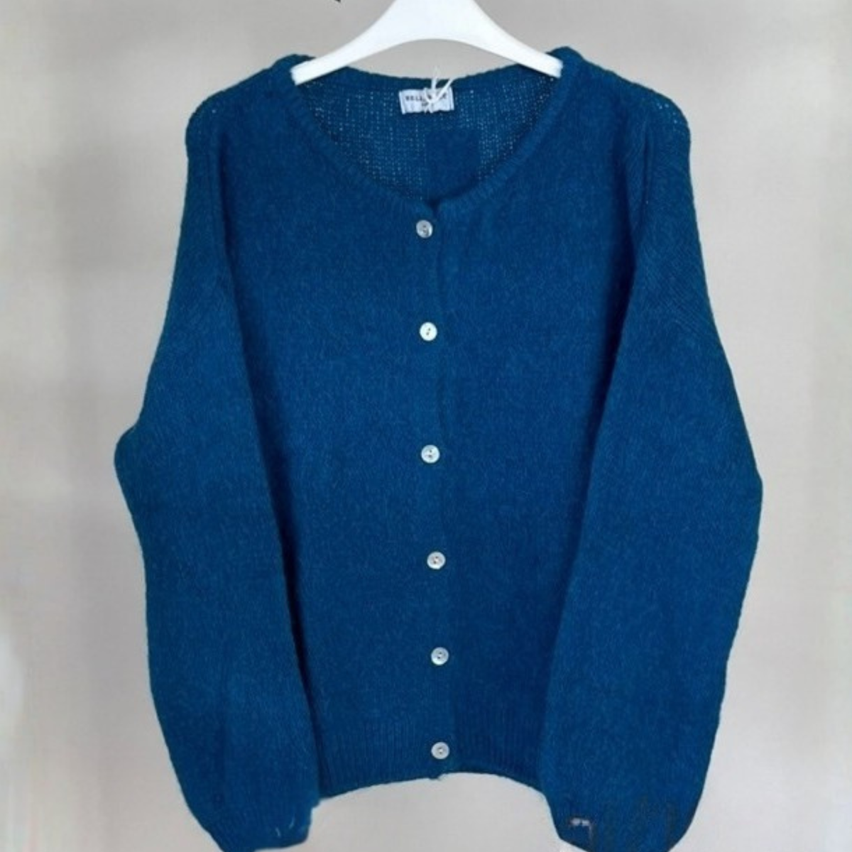 Alpaca Knit Button Through Cardigan - Deep Teal