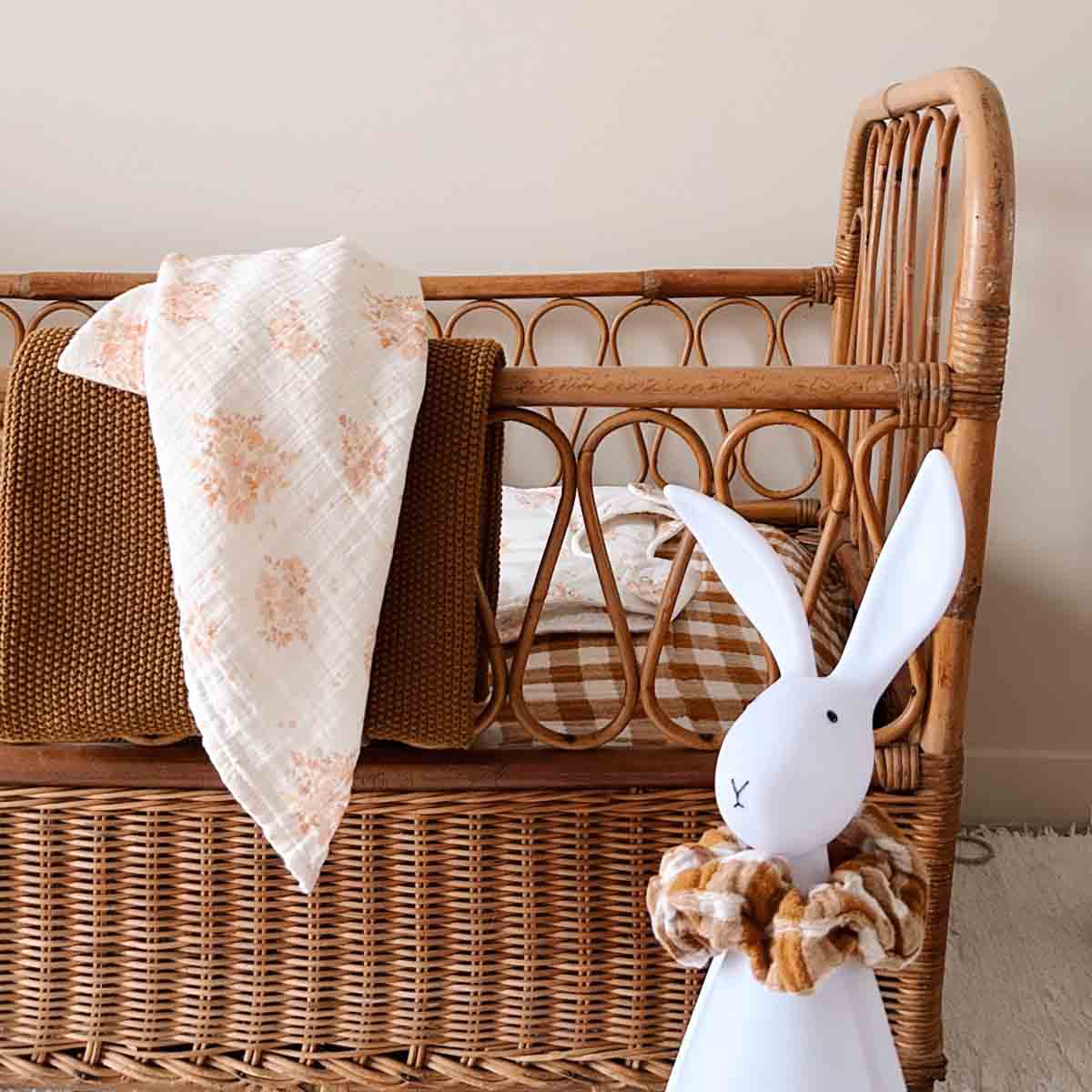 Square Scarf - Caramel Gingham Check