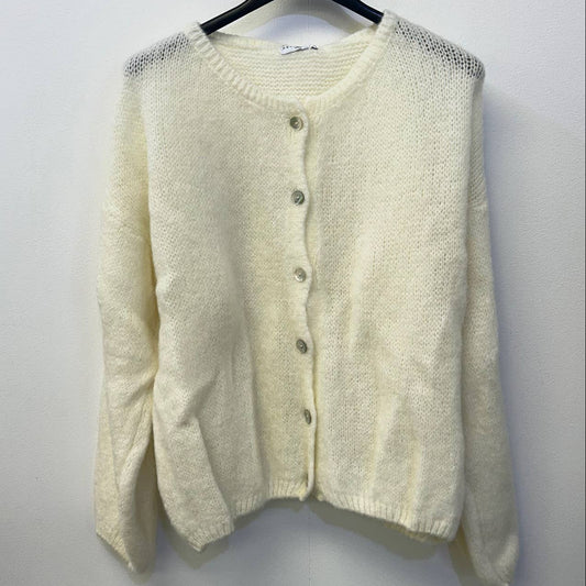 Button Through Mohair Cardigan - Cream