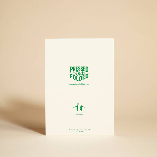 Pressed and Folded Greetings Card -  Three Alphabets