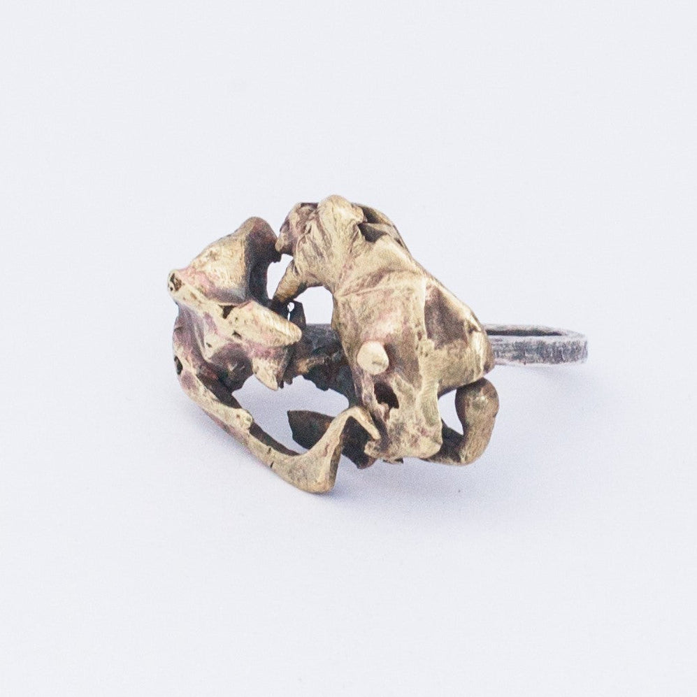 Silver Ring with Fused Brass