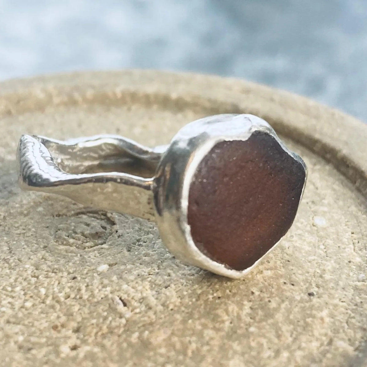 Sarah Drew Sea Glass Eco Silver Ring - Russet