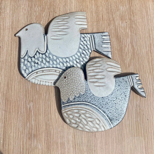 Hand Carved Ceramic Hanging Bird - Medium