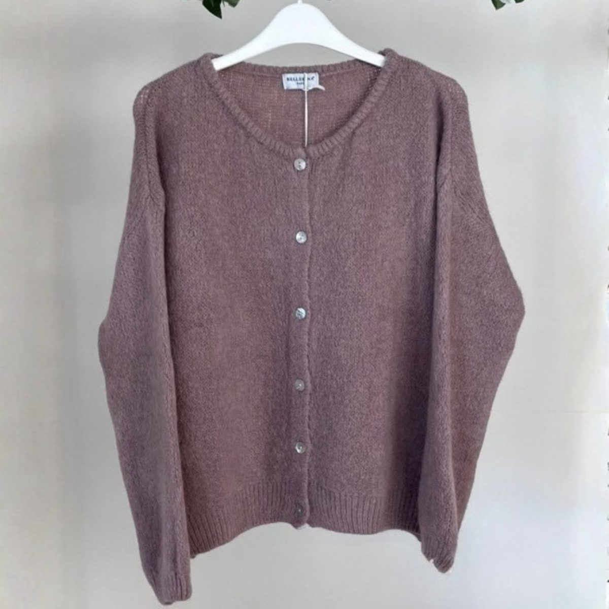 Alpaca Knit Button Through Cardigan - Mink