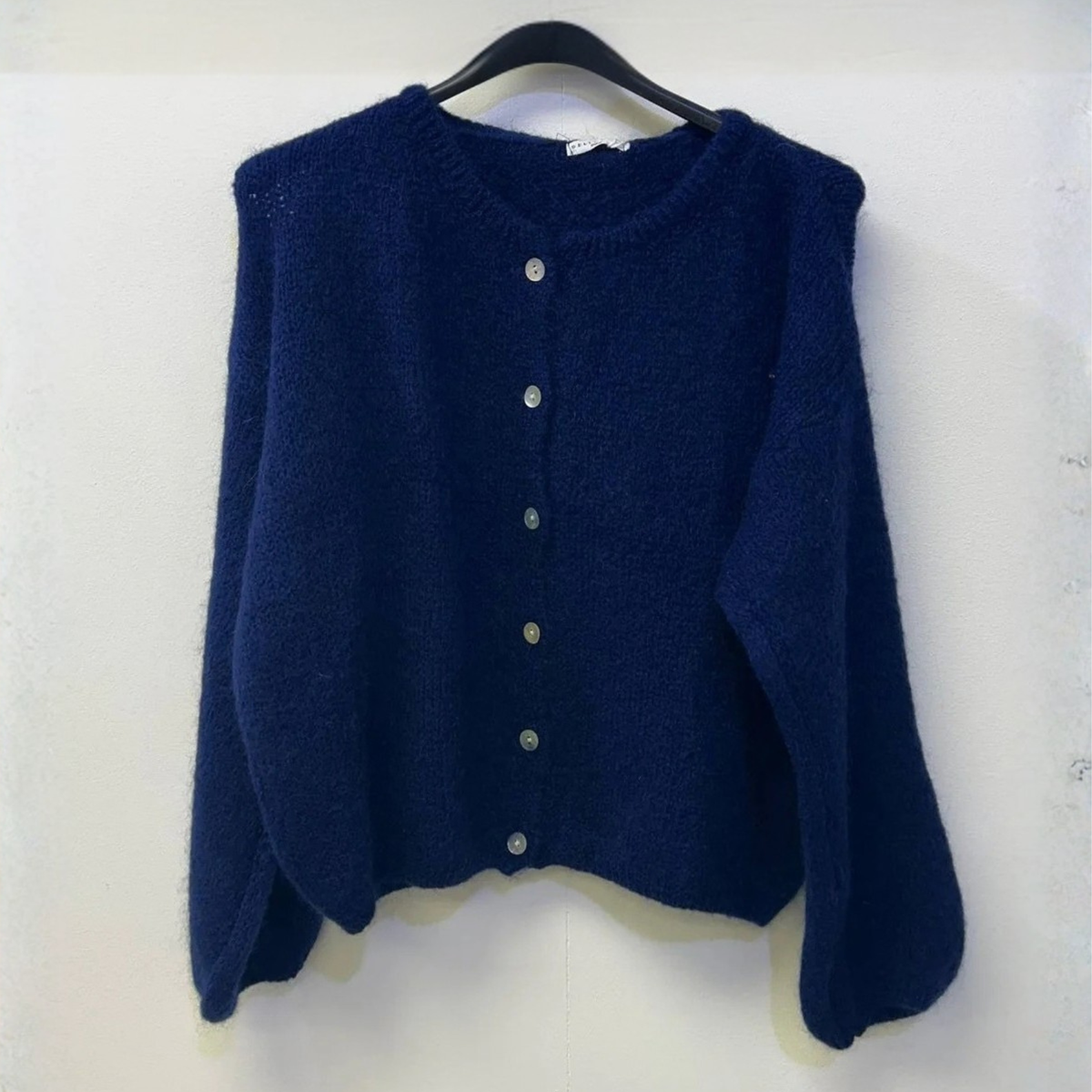 Mohair Blend Button Through Cardigan - Navy Blue