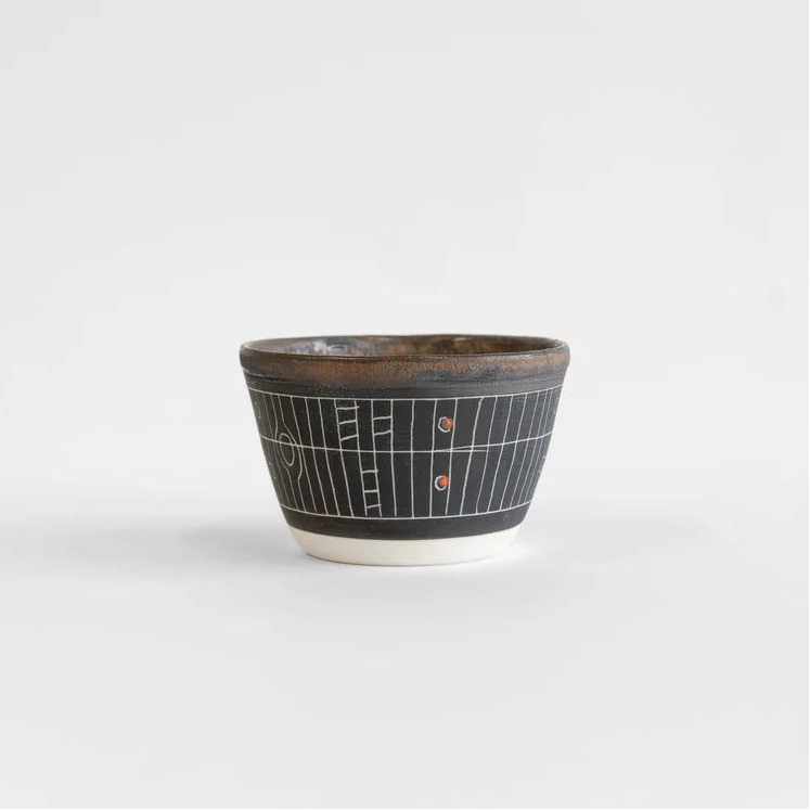 Sarah Cooling Porcelain Sgraffito Splayed Tea Bowl - Orange Pop
