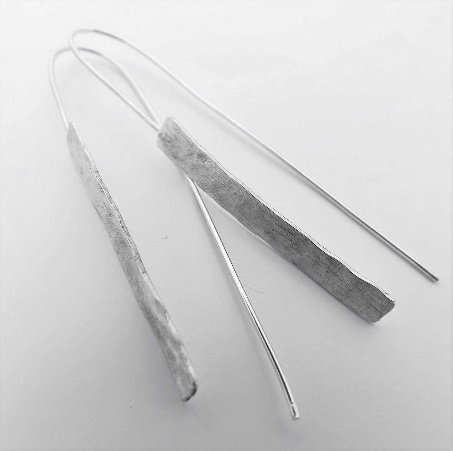 Hammered Silver Shard Drop Earrings