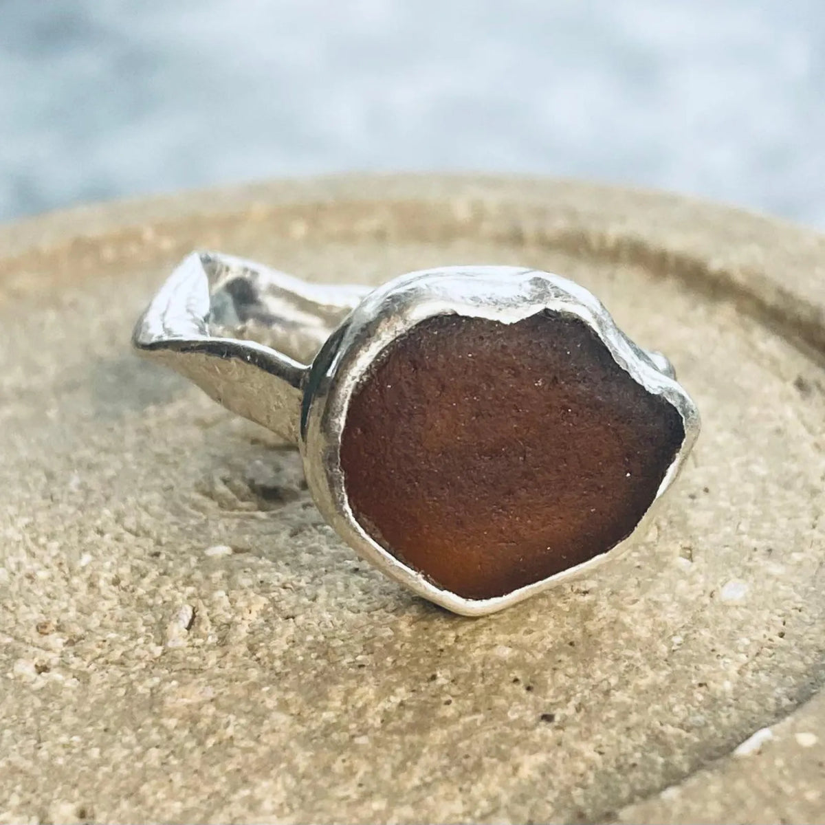 Sarah Drew Sea Glass Eco Silver Ring - Russet