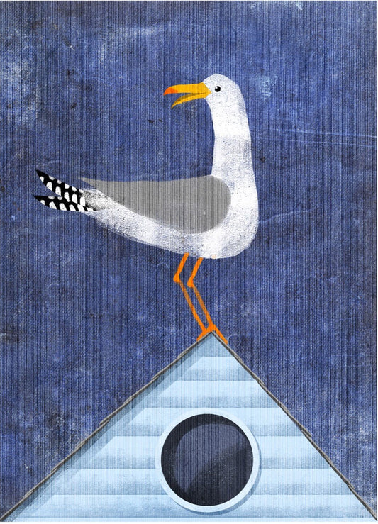 Jago Illustration Print - Seagull On The Roof